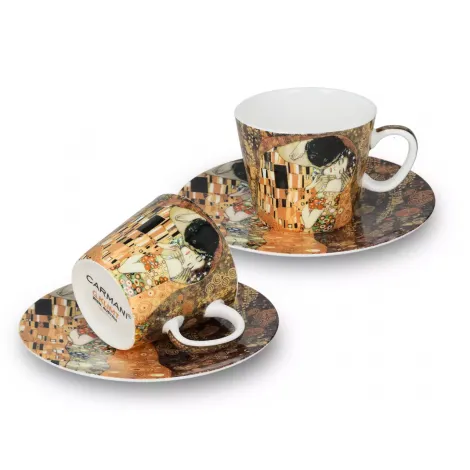 Komplet dwóch filiżanek Carmani 125ml espresso ze spodkami - G. Klimt, Pocałunek - 2